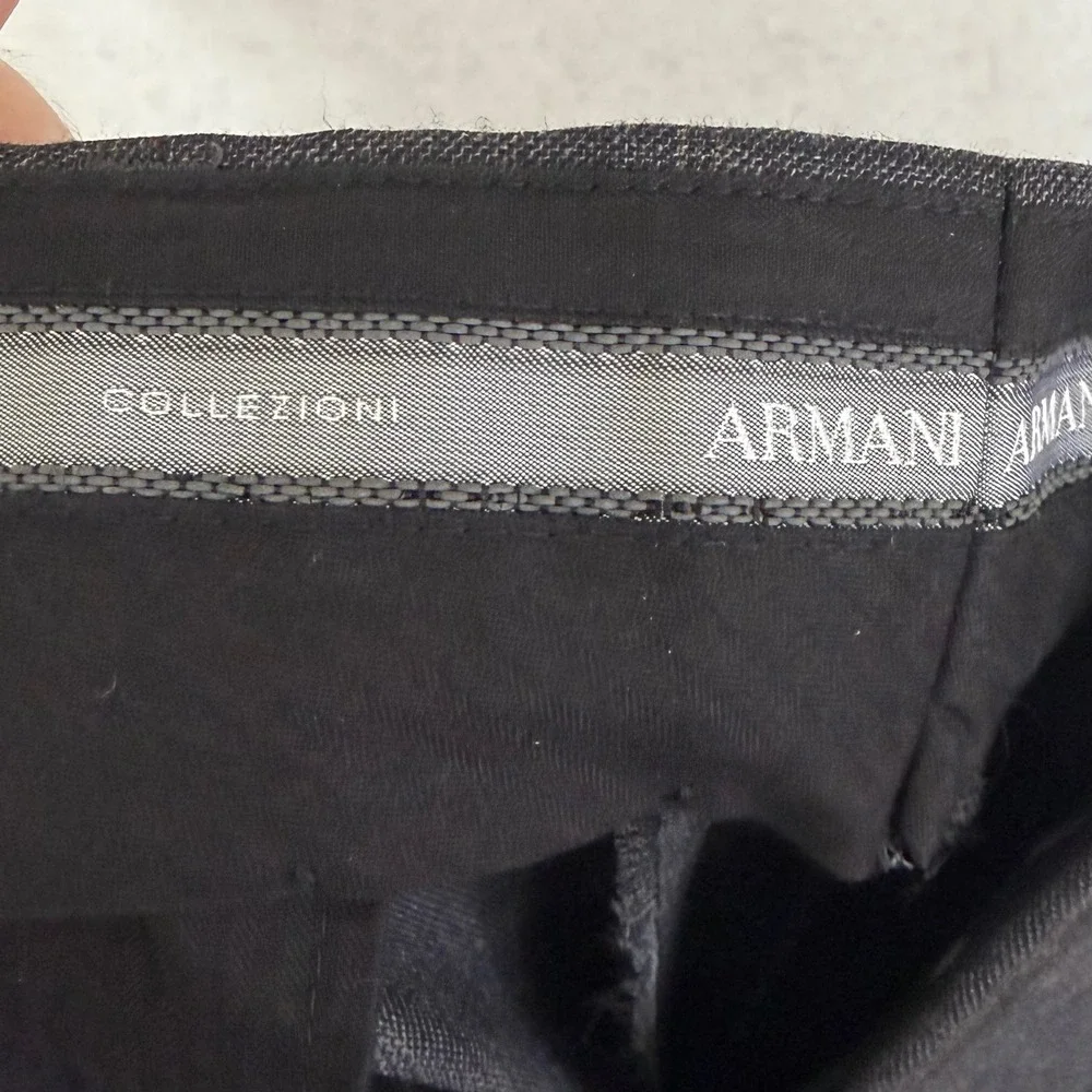 Armani Collezioni Dress Pants Mens 50R/34 Charcoal Grey Windowpane Wool Trousers